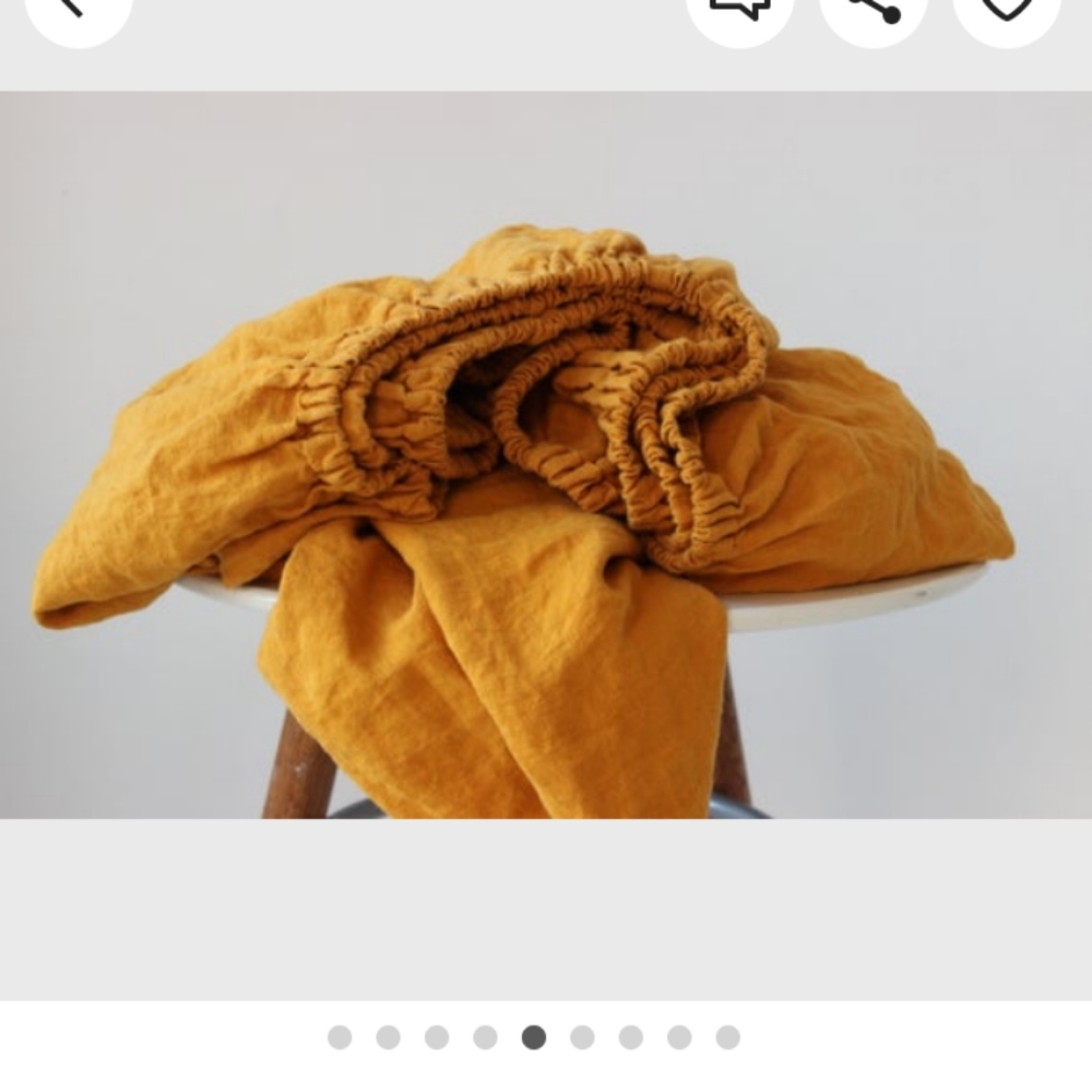 Stonewashed Golden Orange Linen Fitted Sheet